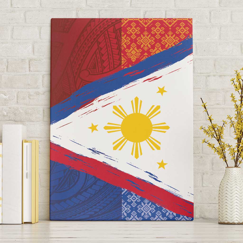 Philippines National Flag Day Canvas Wall Art Polynesian and Yakan Tattoo Brush Style LT03 Without Frame Red - Polynesian Pride