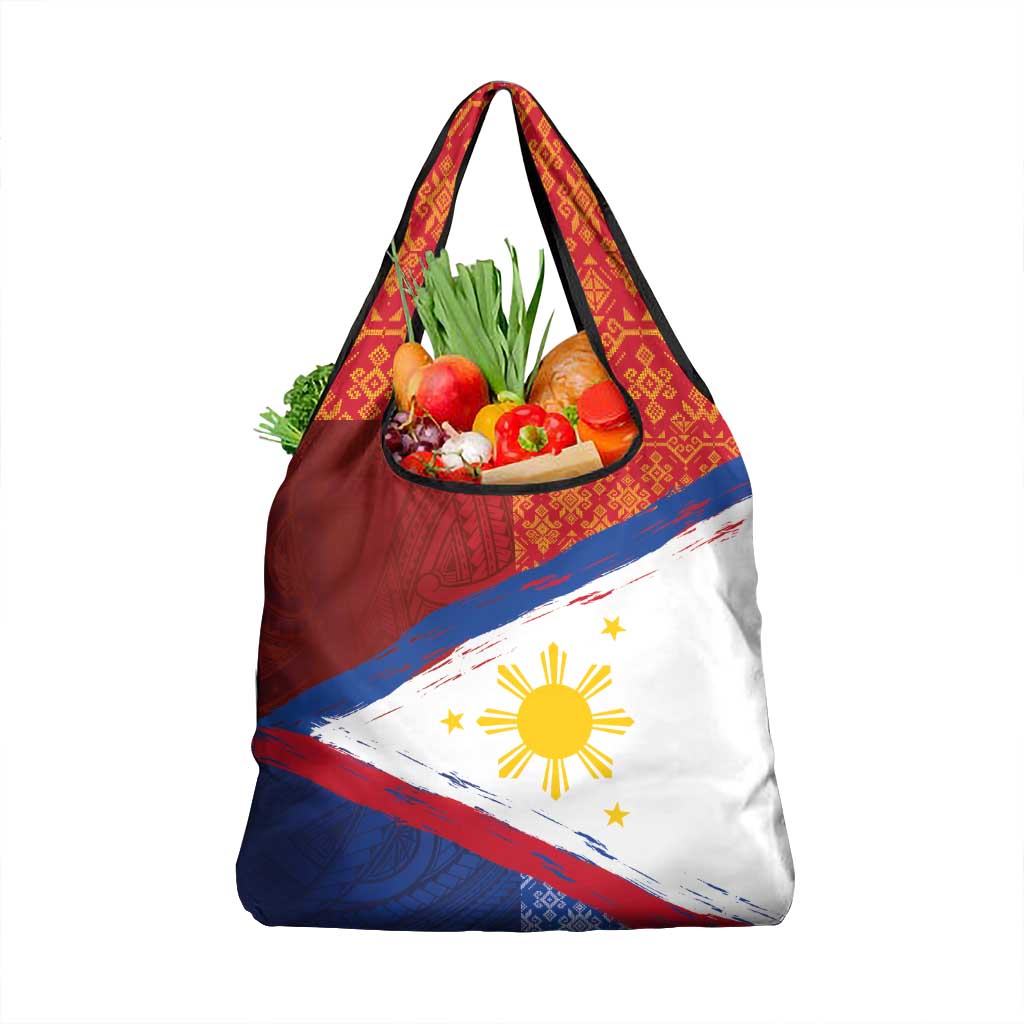 Philippines National Flag Day Grocery Bag Polynesian and Yakan Tattoo Brush Style LT03 1-pack One Size Red - Polynesian Pride