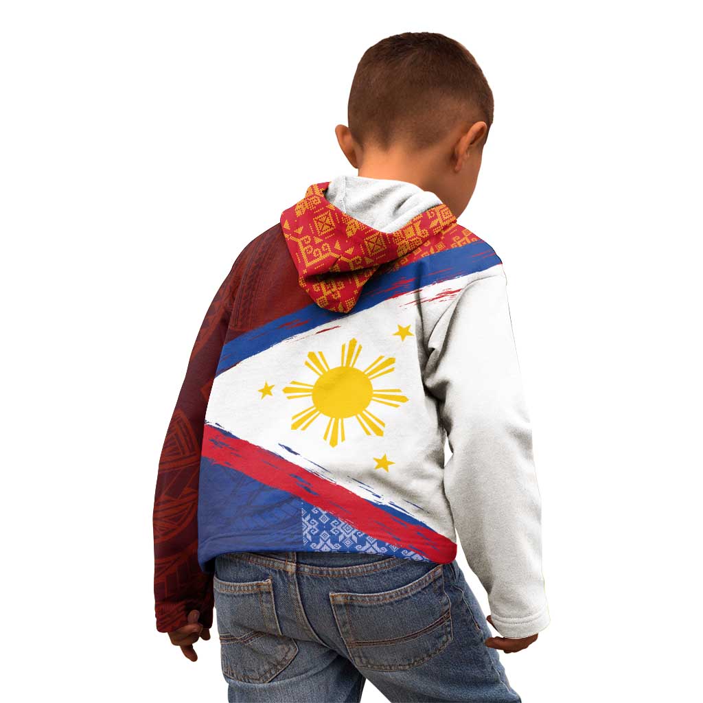 Philippines National Flag Day Kid Hoodie Polynesian and Yakan Tattoo Brush Style LT03 - Polynesian Pride