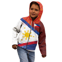 Philippines National Flag Day Kid Hoodie Polynesian and Yakan Tattoo Brush Style LT03 - Polynesian Pride