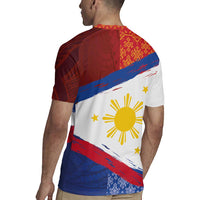 Philippines National Flag Day Rugby Jersey Polynesian and Yakan Tattoo Brush Style LT03 - Polynesian Pride