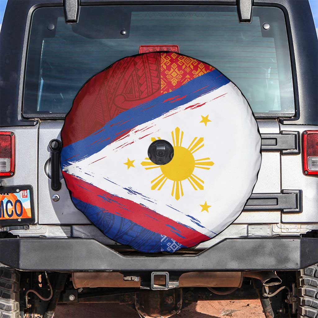 Philippines National Flag Day Spare Tire Cover Polynesian and Yakan Tattoo Brush Style LT03 Red - Polynesian Pride