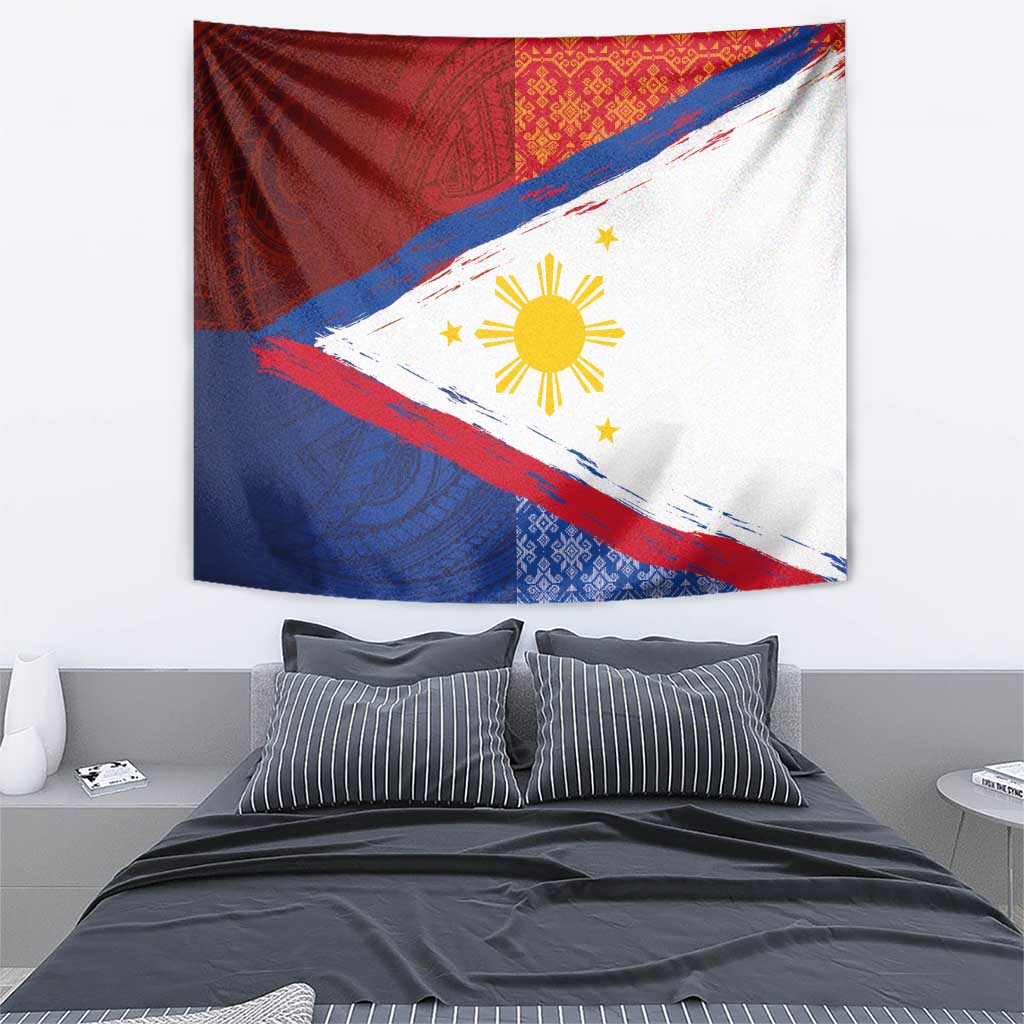 Philippines National Flag Day Tapestry Polynesian and Yakan Tattoo Brush Style LT03 - Polynesian Pride
