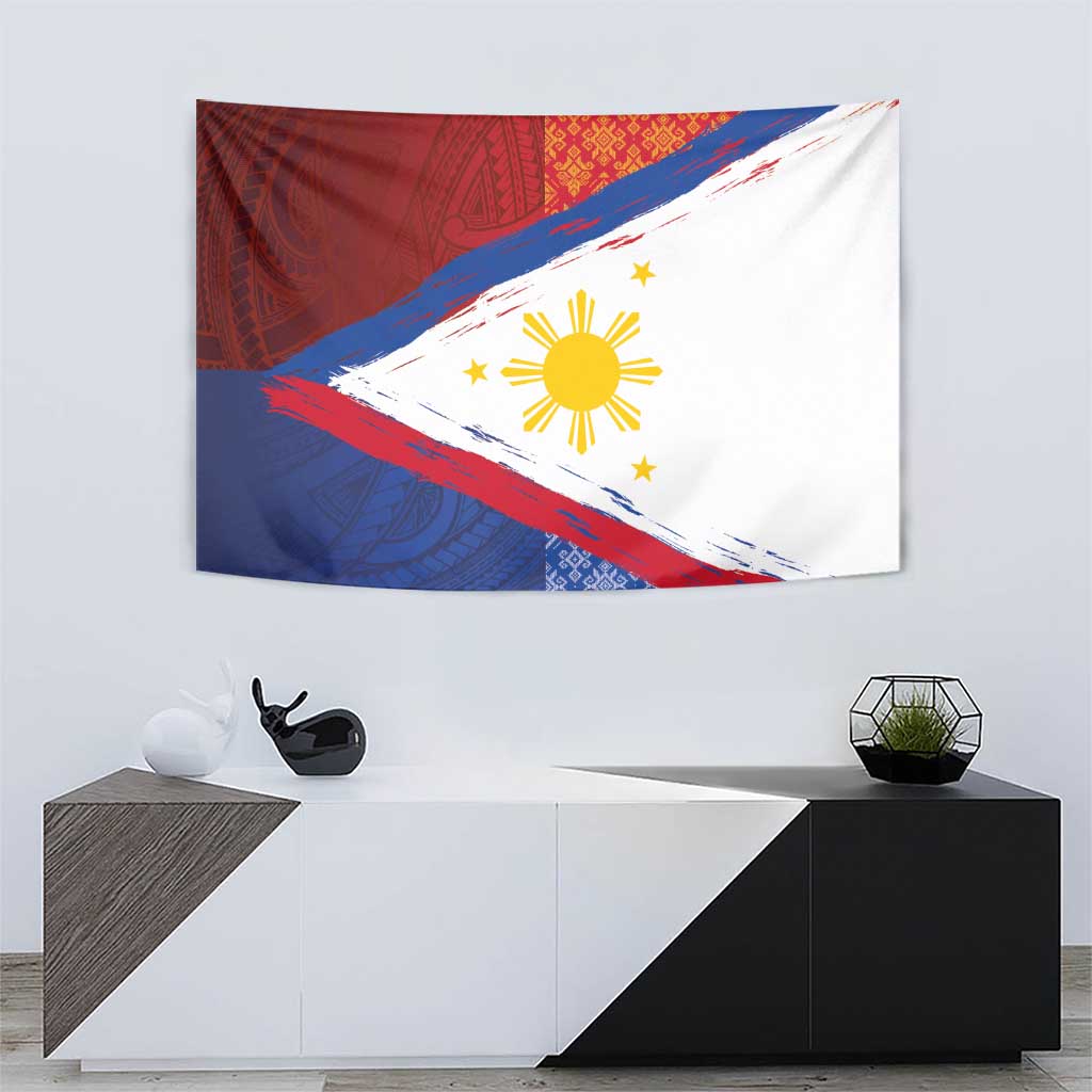 Philippines National Flag Day Tapestry Polynesian and Yakan Tattoo Brush Style LT03 - Polynesian Pride