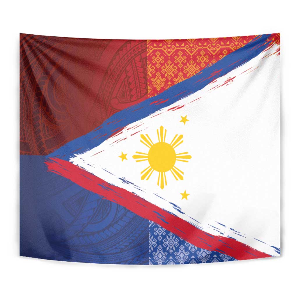 Philippines National Flag Day Tapestry Polynesian and Yakan Tattoo Brush Style LT03 - Polynesian Pride