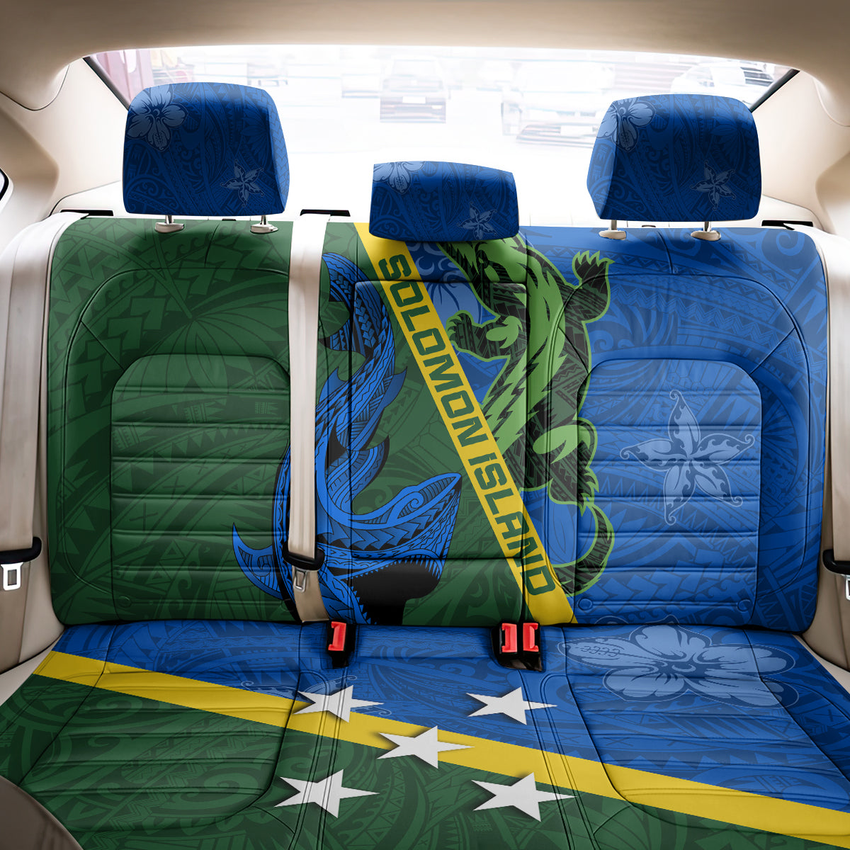 Solomon Island Crocodile and Shark Back Car Seat Cover Polynesian Pattern LT03 - Polynesian Pride