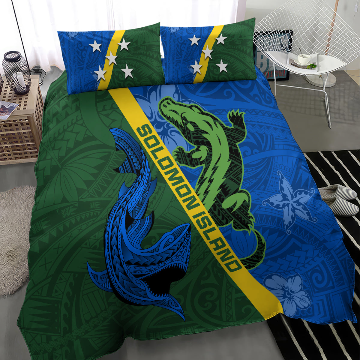 Solomon Island Crocodile and Shark Bedding Set Polynesian Pattern LT03 - Polynesian Pride