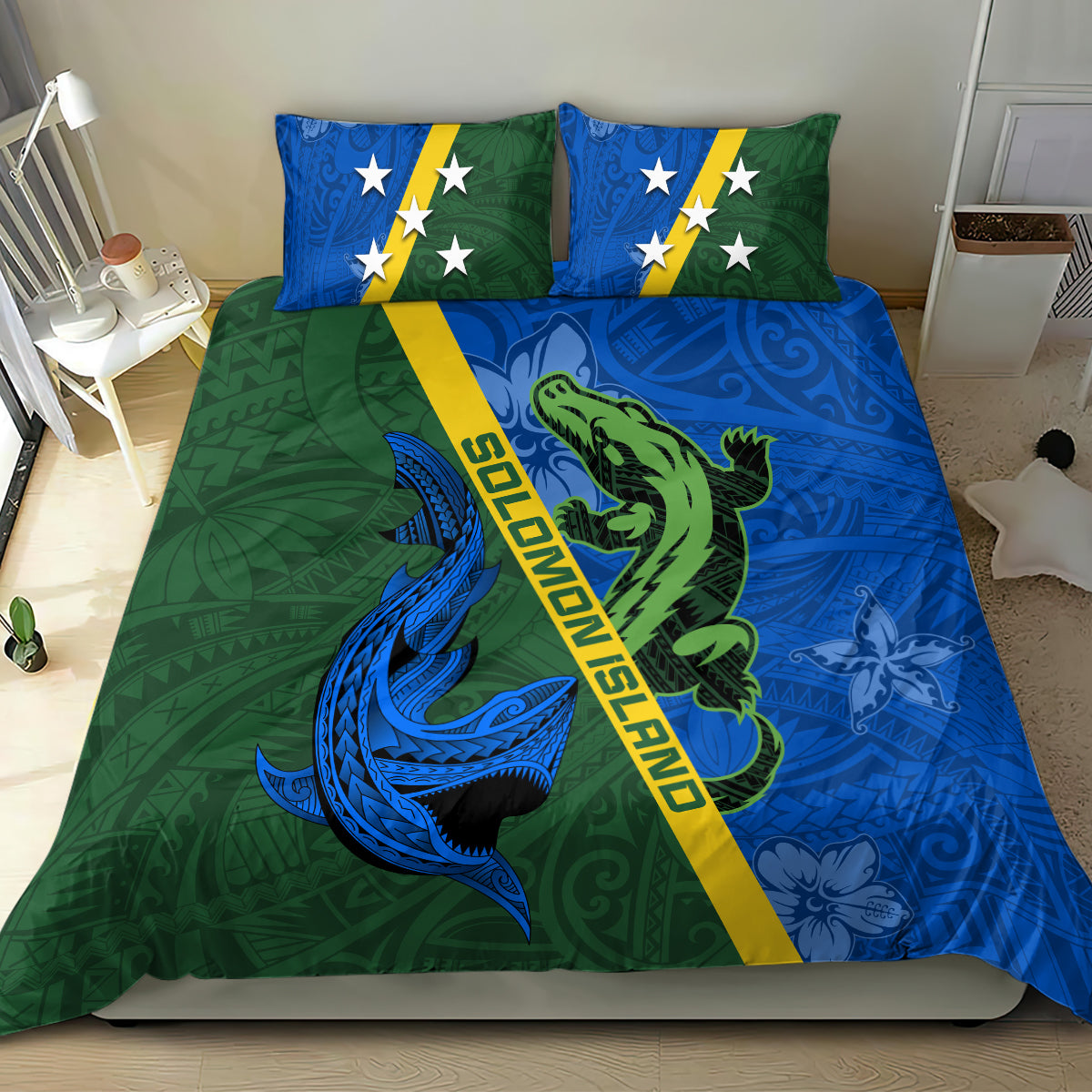Solomon Island Crocodile and Shark Bedding Set Polynesian Pattern LT03 - Polynesian Pride