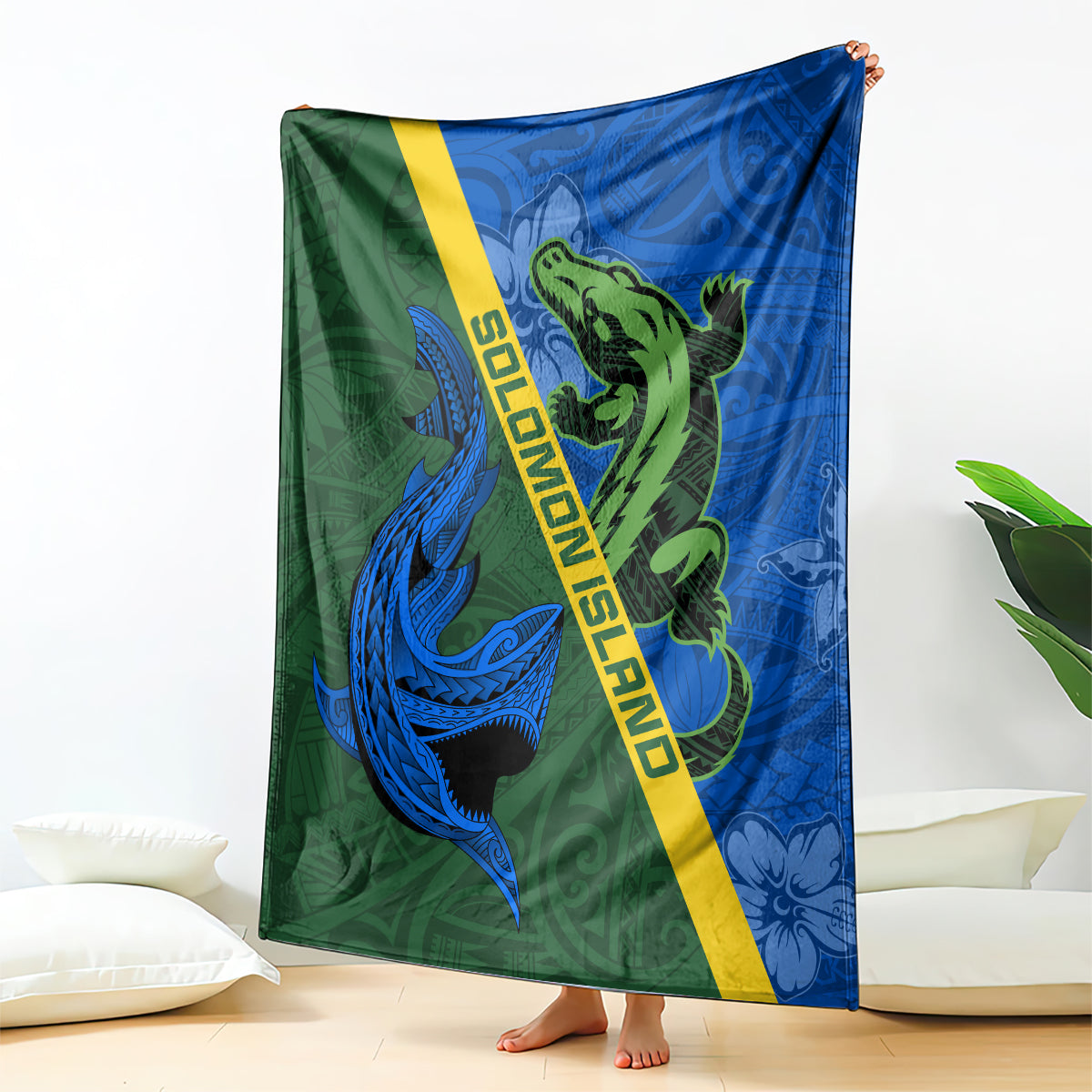 Solomon Island Crocodile and Shark Blanket Polynesian Pattern LT03 - Polynesian Pride