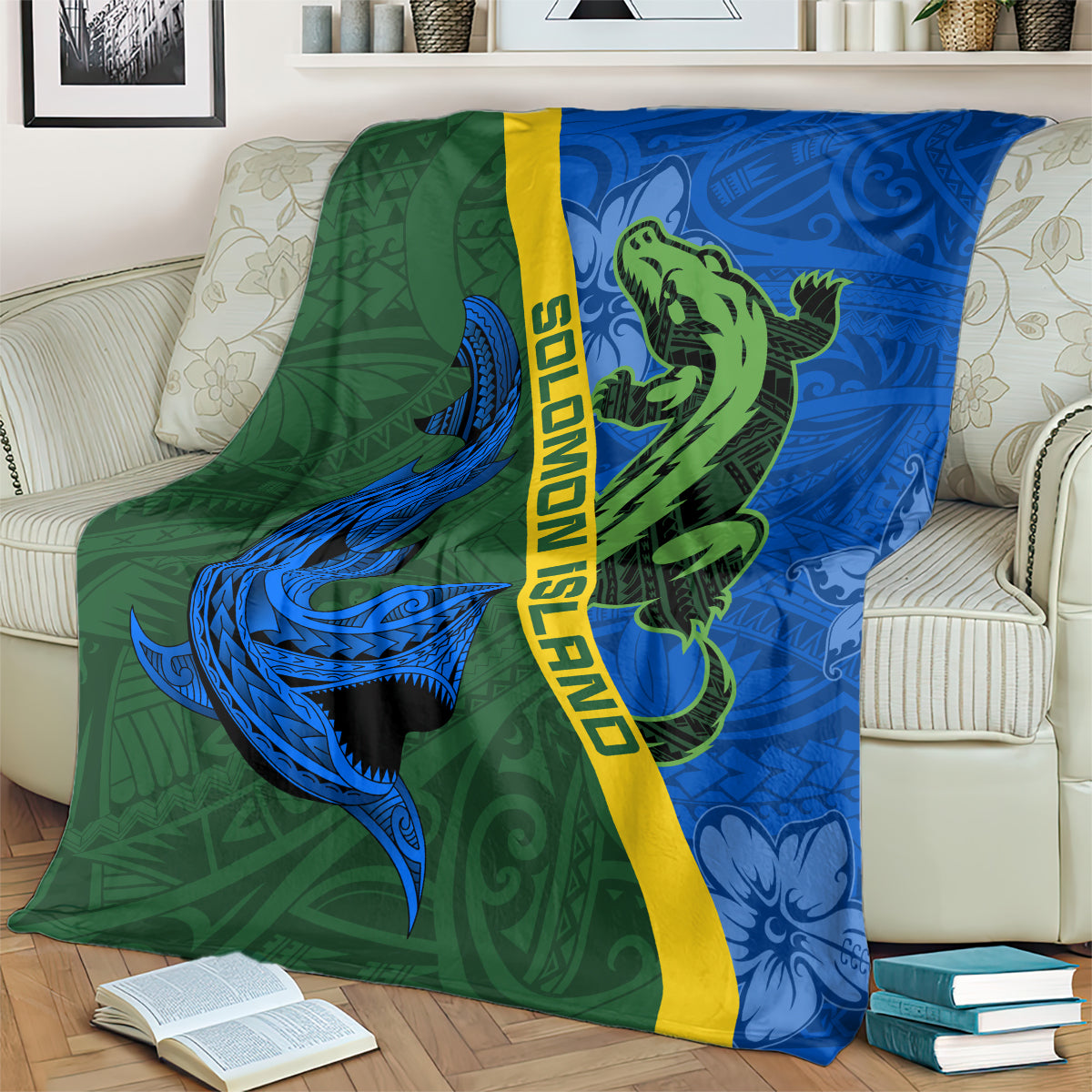 Solomon Island Crocodile and Shark Blanket Polynesian Pattern LT03 - Polynesian Pride