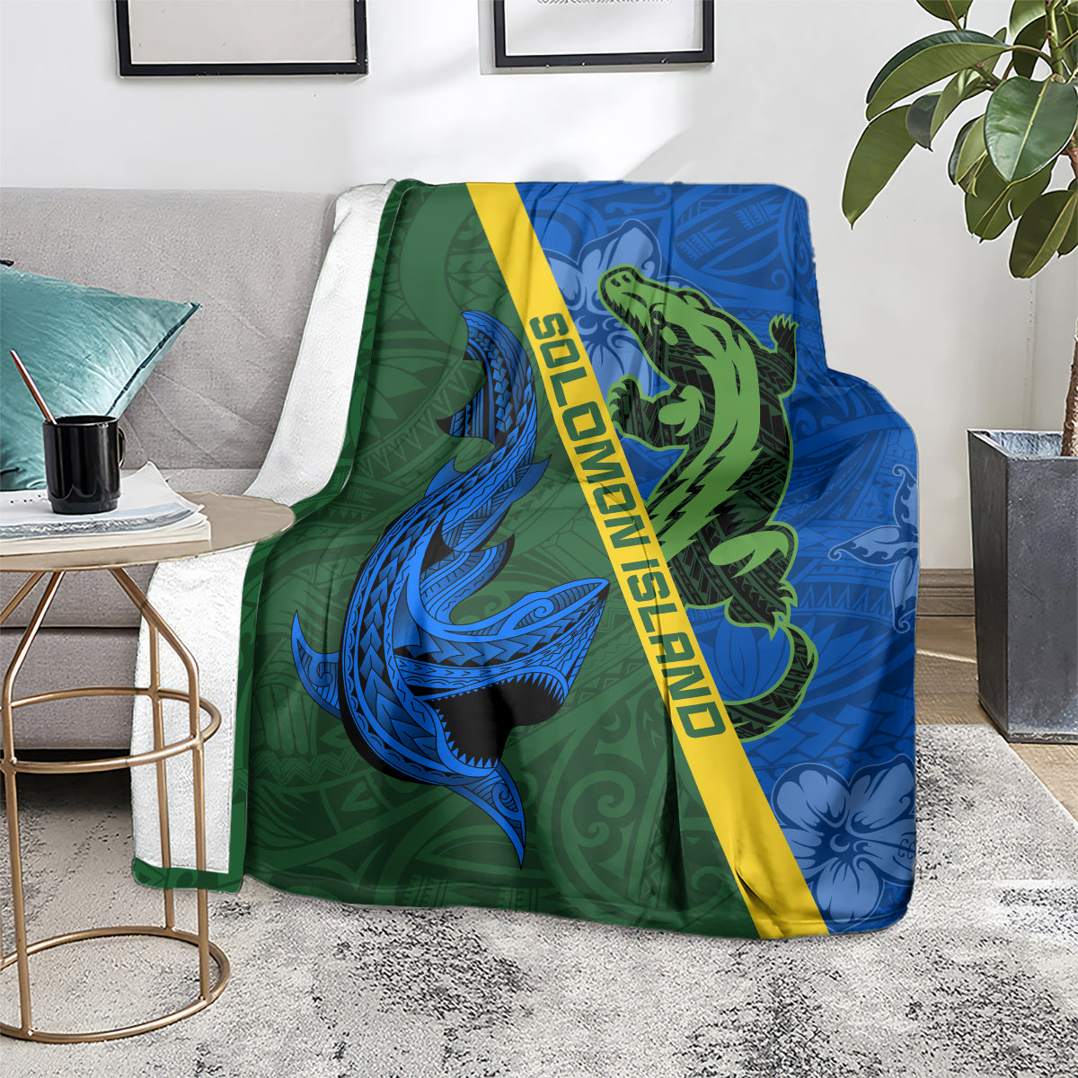 Solomon Island Crocodile and Shark Blanket Polynesian Pattern LT03 - Polynesian Pride
