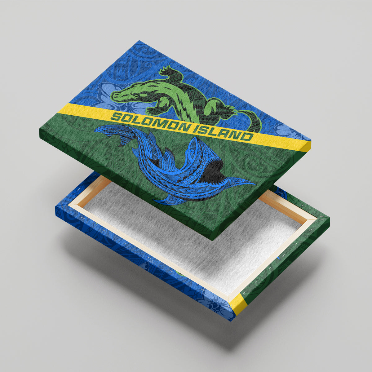 Solomon Island Crocodile and Shark Canvas Wall Art Polynesian Pattern LT03 - Polynesian Pride