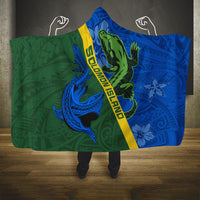 Solomon Island Crocodile and Shark Hooded Blanket Polynesian Pattern LT03 One Size Blue - Polynesian Pride