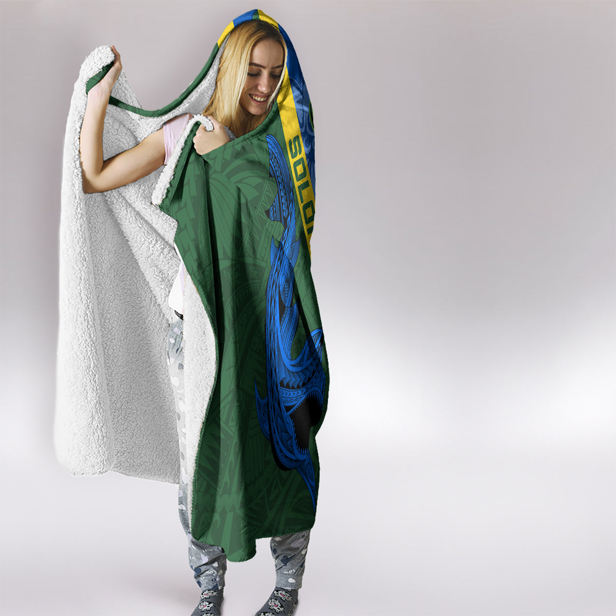 Solomon Island Crocodile and Shark Hooded Blanket Polynesian Pattern LT03 - Polynesian Pride