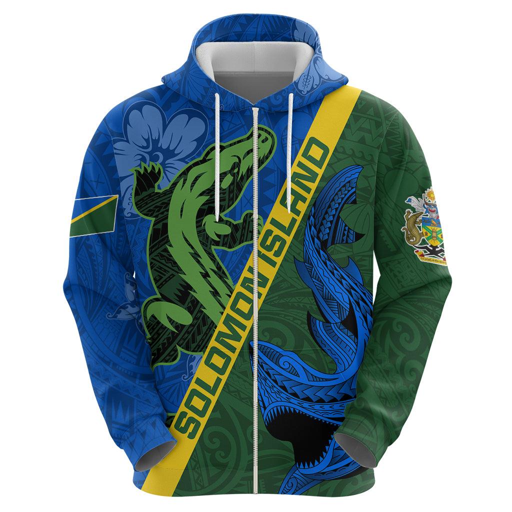 Solomon Island Crocodile and Shark Hoodie Polynesian Pattern LT03 - Polynesian Pride