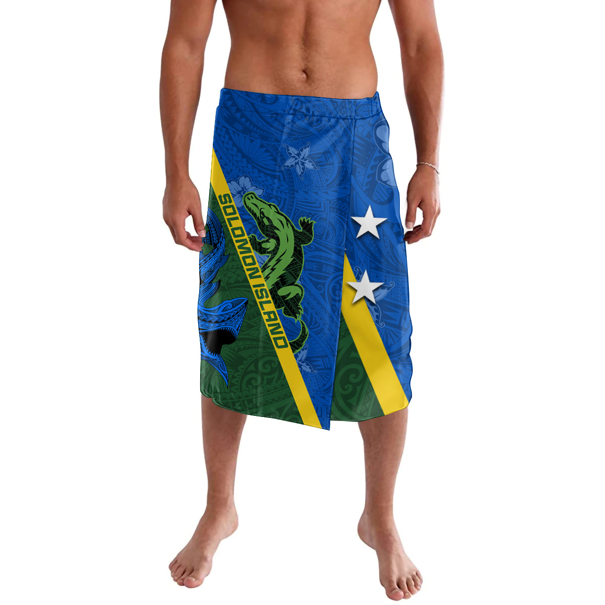 Solomon Island Crocodile and Shark Lavalava Polynesian Pattern