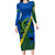 Solomon Island Crocodile and Shark Long Sleeve Bodycon Dress Polynesian Pattern