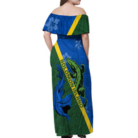 Solomon Island Crocodile and Shark Off Shoulder Maxi Dress Polynesian Pattern LT03 - Polynesian Pride
