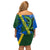 Solomon Island Crocodile and Shark Off Shoulder Short Dress Polynesian Pattern