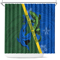 Solomon Island Crocodile and Shark Shower Curtain Polynesian Pattern LT03 Blue - Polynesian Pride
