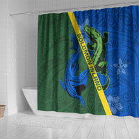 Solomon Island Crocodile and Shark Shower Curtain Polynesian Pattern LT03 - Polynesian Pride