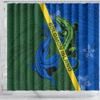 Solomon Island Crocodile and Shark Shower Curtain Polynesian Pattern LT03 - Polynesian Pride