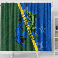 Solomon Island Crocodile and Shark Shower Curtain Polynesian Pattern LT03 - Polynesian Pride