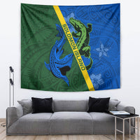Solomon Island Crocodile and Shark Tapestry Polynesian Pattern LT03 Blue - Polynesian Pride