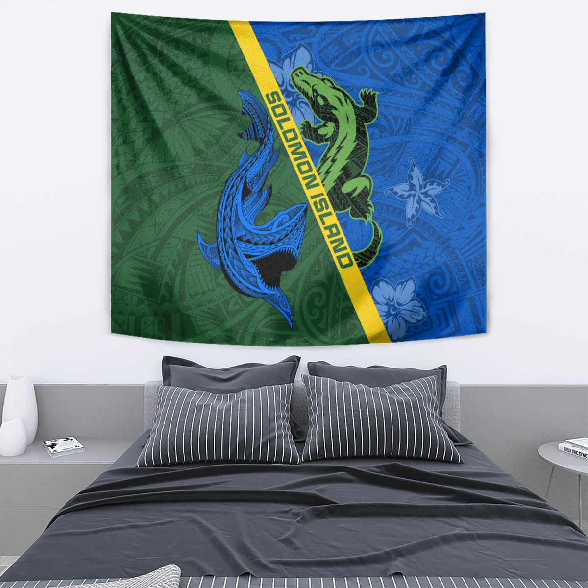 Solomon Island Crocodile and Shark Tapestry Polynesian Pattern LT03 - Polynesian Pride