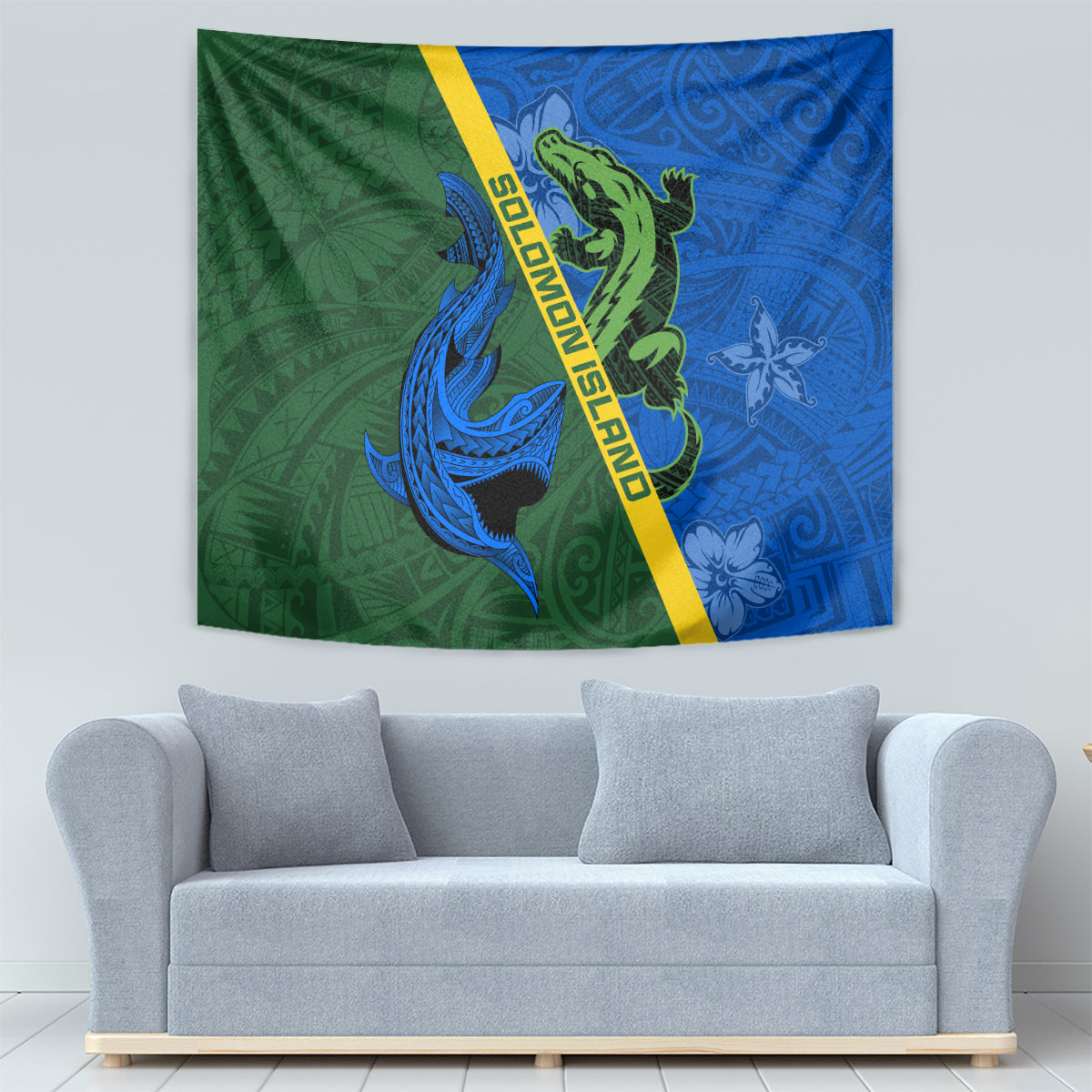 Solomon Island Crocodile and Shark Tapestry Polynesian Pattern LT03 - Polynesian Pride