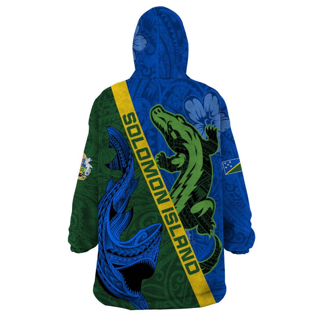 Solomon Island Crocodile and Shark Wearable Blanket Hoodie Polynesian Pattern LT03 - Polynesian Pride