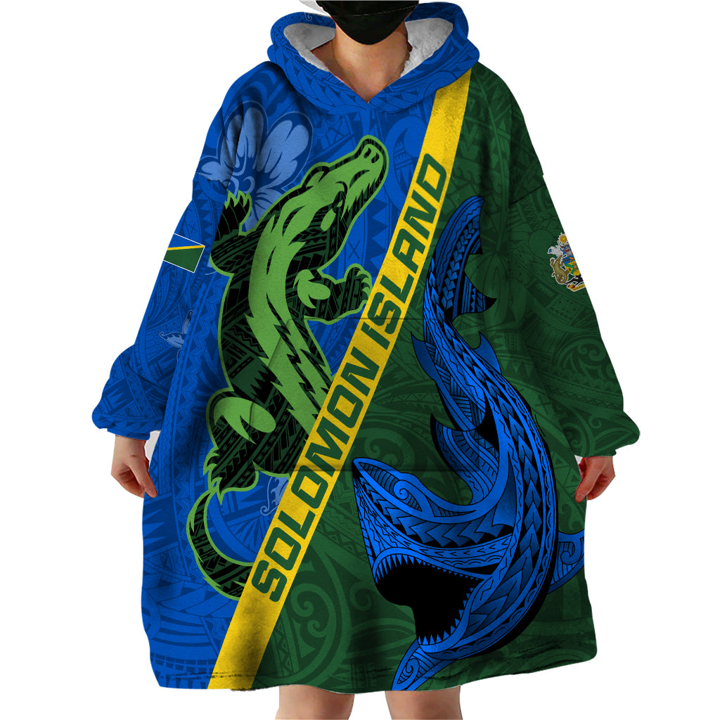 Solomon Island Crocodile and Shark Wearable Blanket Hoodie Polynesian Pattern LT03 - Polynesian Pride