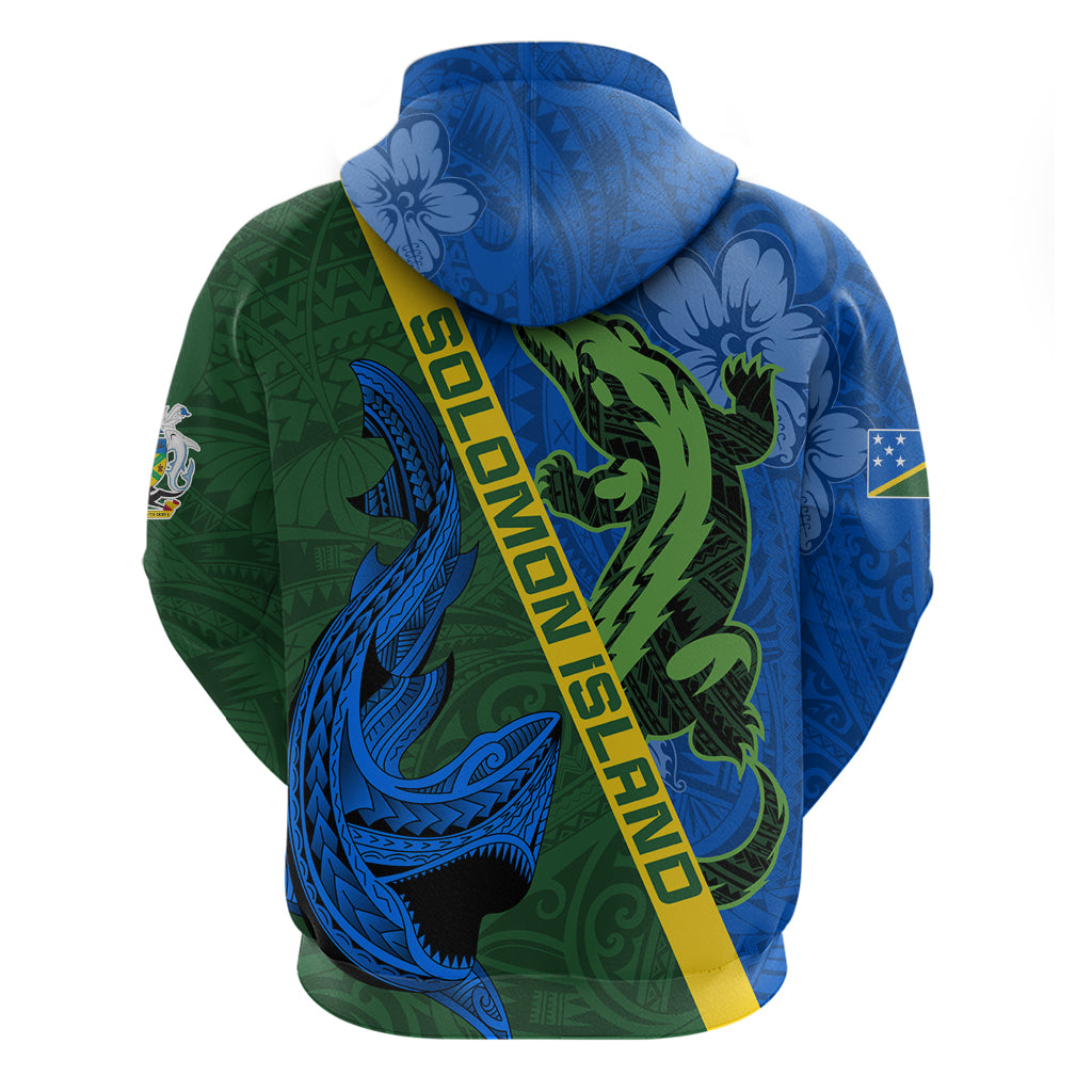 Solomon Island Crocodile and Shark Zip Hoodie Polynesian Pattern LT03 - Polynesian Pride