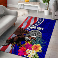 Personalised American Samoa and United States Area Rug Bald Eagle and Seal Hibiscus Polynesian Pattern LT03 - Polynesian Pride
