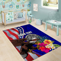 Personalised American Samoa and United States Area Rug Bald Eagle and Seal Hibiscus Polynesian Pattern LT03 - Polynesian Pride