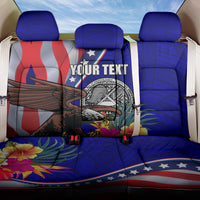 Personalised American Samoa and United States Back Car Seat Cover Bald Eagle and Seal Hibiscus Polynesian Pattern LT03 One Size Blue - Polynesian Pride