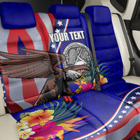 Personalised American Samoa and United States Back Car Seat Cover Bald Eagle and Seal Hibiscus Polynesian Pattern LT03 - Polynesian Pride