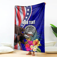 Personalised American Samoa and United States Blanket Bald Eagle and Seal Hibiscus Polynesian Pattern LT03 - Polynesian Pride