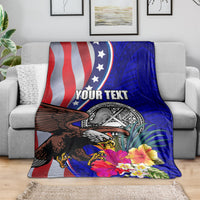Personalised American Samoa and United States Blanket Bald Eagle and Seal Hibiscus Polynesian Pattern LT03 - Polynesian Pride