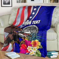 Personalised American Samoa and United States Blanket Bald Eagle and Seal Hibiscus Polynesian Pattern LT03 - Polynesian Pride