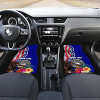 Personalised American Samoa and United States Car Mats Bald Eagle and Seal Hibiscus Polynesian Pattern LT03 Set 2pcs - Front Blue - Polynesian Pride