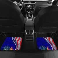 Personalised American Samoa and United States Car Mats Bald Eagle and Seal Hibiscus Polynesian Pattern LT03 Set 2pcs - Back Blue - Polynesian Pride