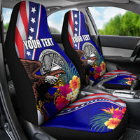 Personalised American Samoa and United States Car Seat Cover Bald Eagle and Seal Hibiscus Polynesian Pattern LT03 - Polynesian Pride