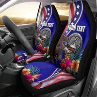 Personalised American Samoa and United States Car Seat Cover Bald Eagle and Seal Hibiscus Polynesian Pattern LT03 - Polynesian Pride