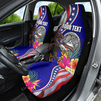 Personalised American Samoa and United States Car Seat Cover Bald Eagle and Seal Hibiscus Polynesian Pattern LT03 - Polynesian Pride