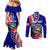 Personalised American Samoa and United States Couples Matching Mermaid Dress and Long Sleeve Button Shirt Bald Eagle and Seal Hibiscus Polynesian Pattern