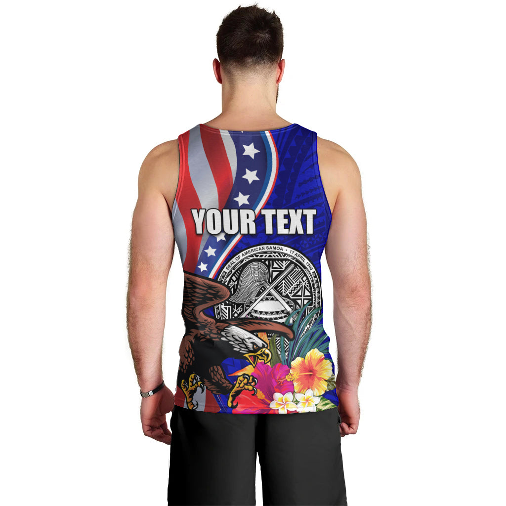 Personalised American Samoa and United States Men Tank Top Bald Eagle and Seal Hibiscus Polynesian Pattern LT03 - Polynesian Pride