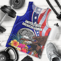 Personalised American Samoa and United States Men Tank Top Bald Eagle and Seal Hibiscus Polynesian Pattern LT03 - Polynesian Pride