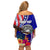 Personalised American Samoa and United States Off Shoulder Short Dress Bald Eagle and Seal Hibiscus Polynesian Pattern