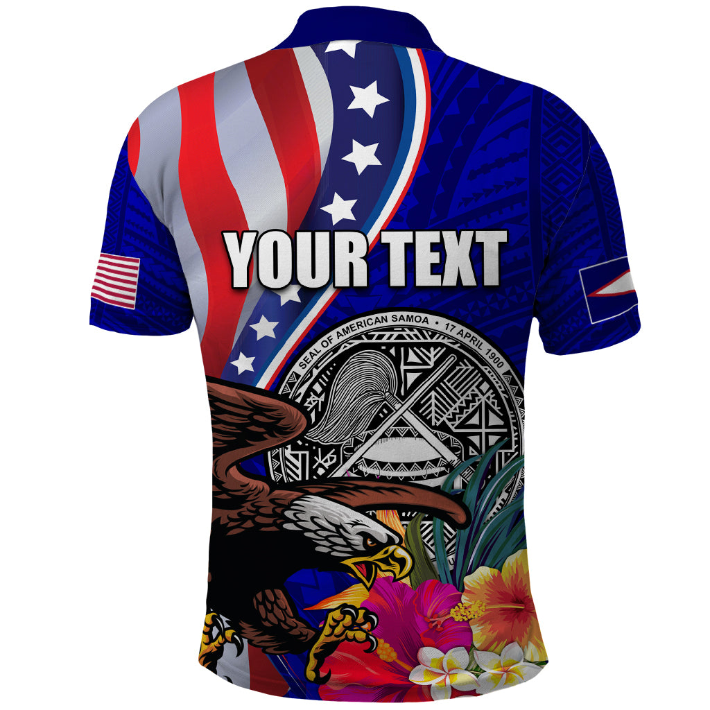 Personalised American Samoa and United States Polo Shirt Bald Eagle and Seal Hibiscus Polynesian Pattern LT03 - Polynesian Pride